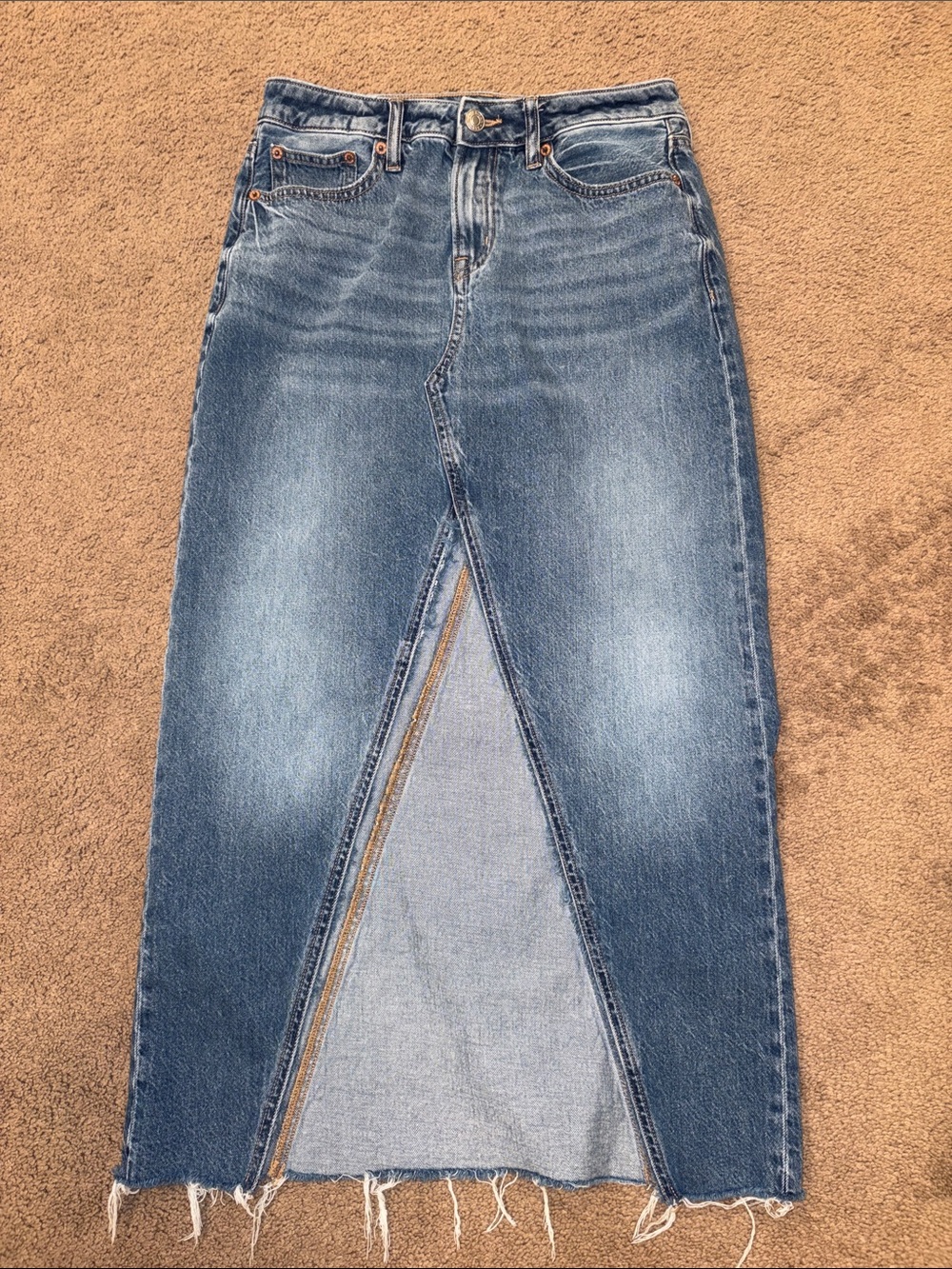 American Eagle Low Rise Denim Jean Maxi Skirt Size 0